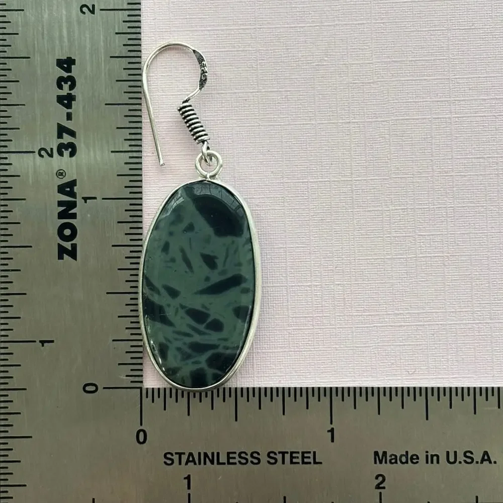 925 Silver Picasso Jasper Drop Earrings